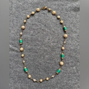 Necklace Gold and Teal Pearl - 29”